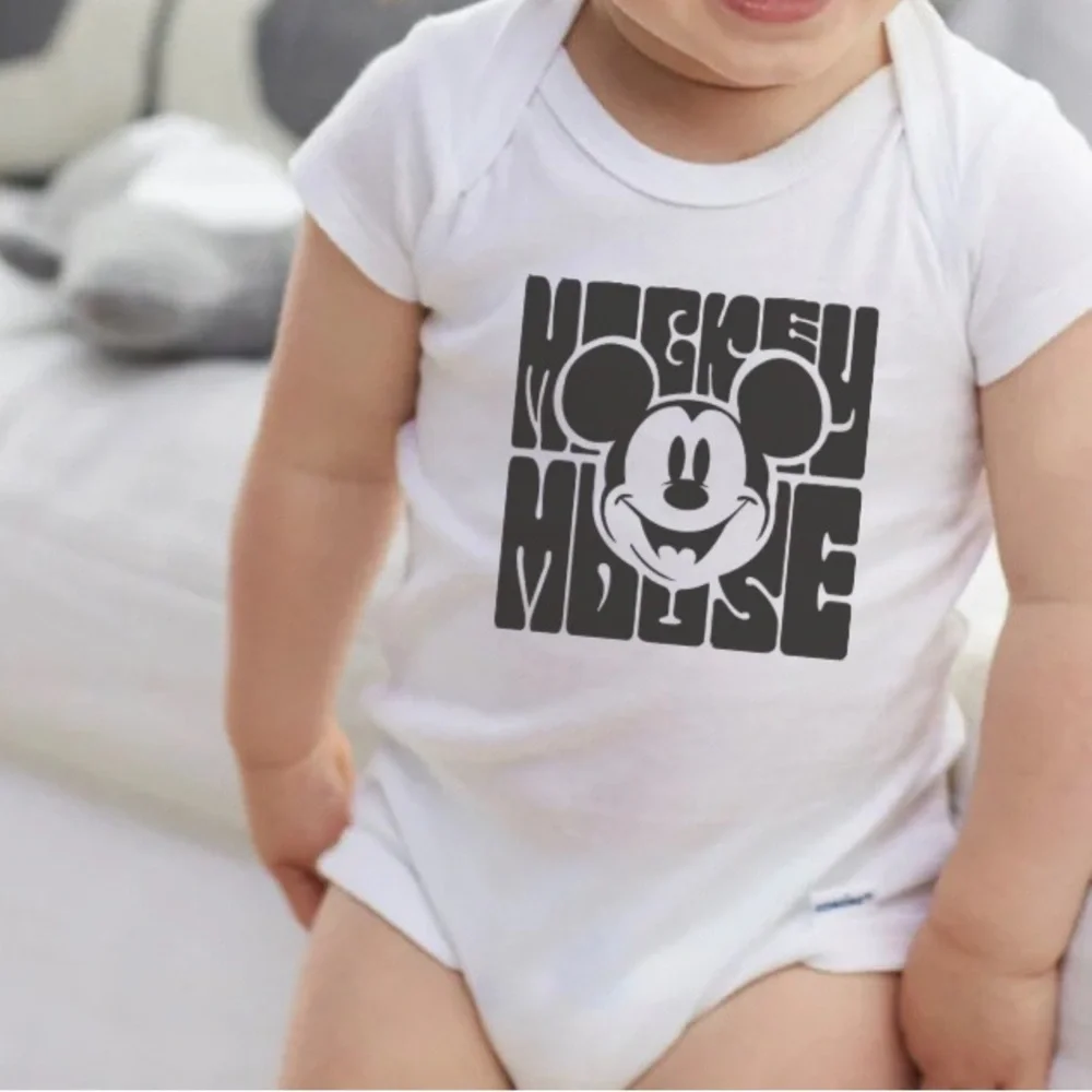 HANDCRAFTED Mickey Mouse Black and White Bodysuit - Picture 2 of 3